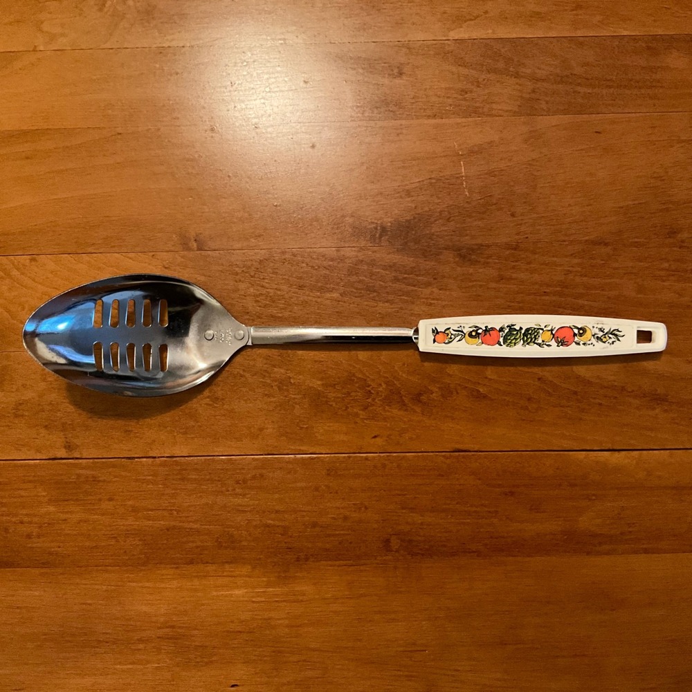 Vintage Ekco Slotted Spoon Kitchen Spice of Life Handle Utensil‎ Chromium Plated